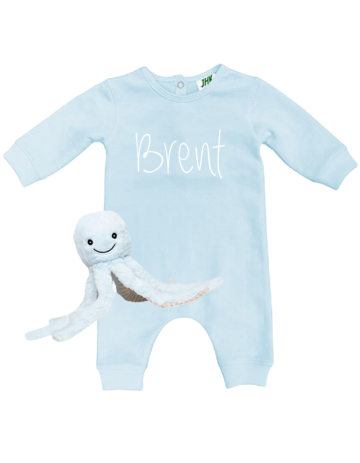 Babycadeau set babypakje en knuffel met naam blauw