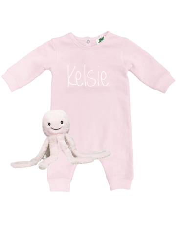 Babycadeau set babypakje en knuffel met naam roze