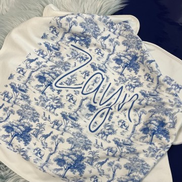 Badcape met dieren print donkerblauw en naam3 0