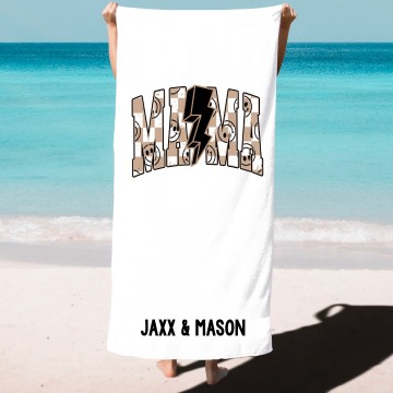 Badlaken voor mama smiley mama print en kindernaam of kindernamen