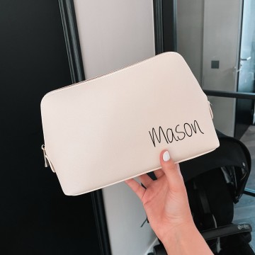 Beige toilettas met eigennaam