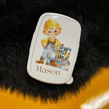 Broodtrommel voor kinderen bouw blond met naam