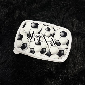 Broodtrommel voor kinderen voetbal met naam