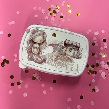 Broodtrommel voor kinderen zeemeermin met naam