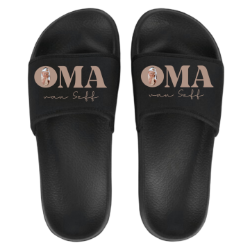 Dames badslippers oma van met naam of namen kleinkinderen en eigen foto 0
