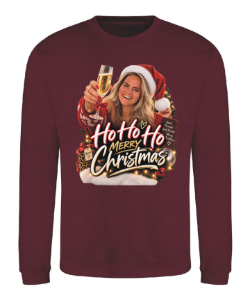 Foute kersttrui met foto dames bordeauxjpg