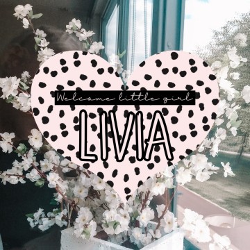 Geboorte raam sticker welcome little girl met naam pink dot