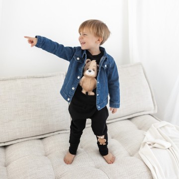 Gepersonaliseerd spijkerjasje met teddy en naam