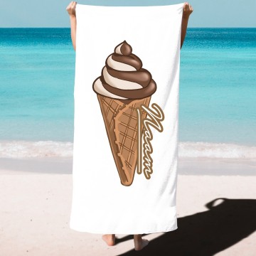 Handdoek voor kids met bruin ijsje en naam 0