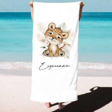 Handdoek voor kids met leeuwtje met naam 0