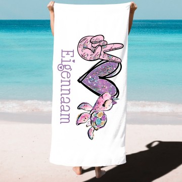 Handdoek voor kids met schildpad en naam 0