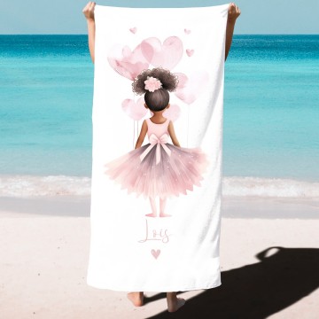 Handdoek voor kinderen ballerina met krullen en naam