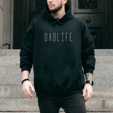 Heren hoodie dadlife met kindernaam of kindernamen op de mouw 0