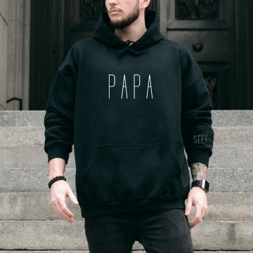 Heren hoodie papa met kindernaam of kindernamen op de mouw 0