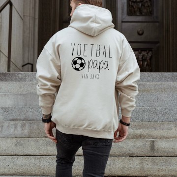 Heren hoodie voetbal papa van met kindernaam 0