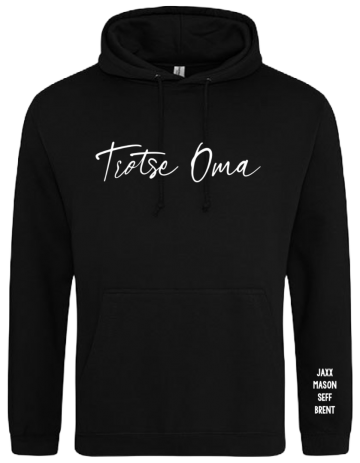 Hoodie voor oma trotse oma met naam of namen van de kleinkinderen