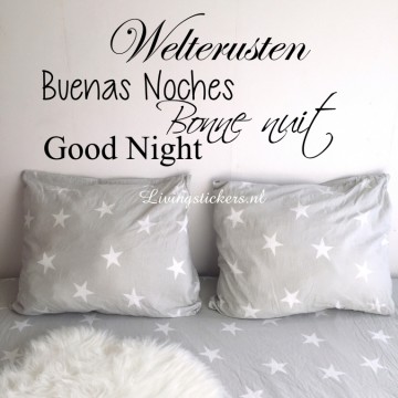 Slaapkamersticker Welterusten 4 talen