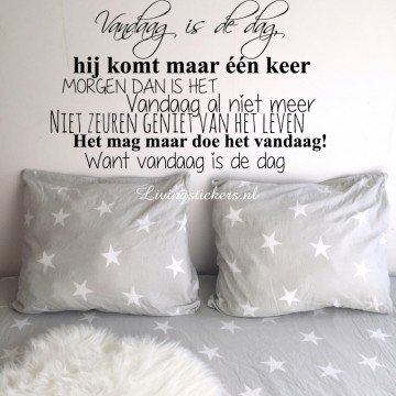 Slaapkamersticker Vandaag is de dag