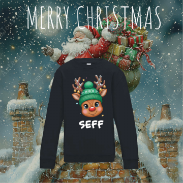 Kersttui rendier met achtergrond