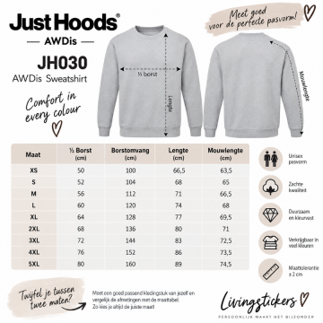 Maattabel sweaters livingstickers