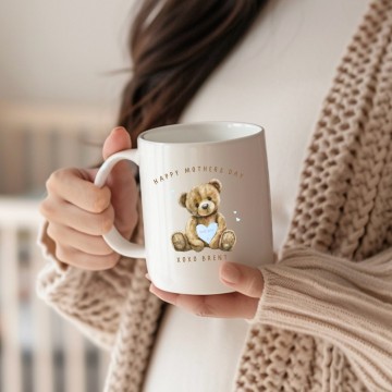 Moederdag cadeau mok fijne moederdag mama ik hou van jou met eigennaam lichtblauw