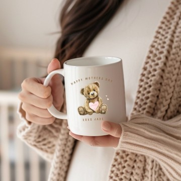 Moederdag cadeau mok fijne moederdag mama ik hou van jou met eigennaam lichtroze