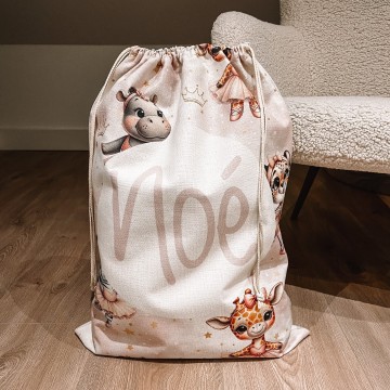 Opbergzak boxopbergzak kraamcadeau met naam ballerina