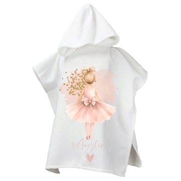 Poncho voor kinderen ballerina blond met naam