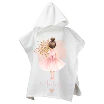 Poncho voor kinderen ballerina bruin met naam