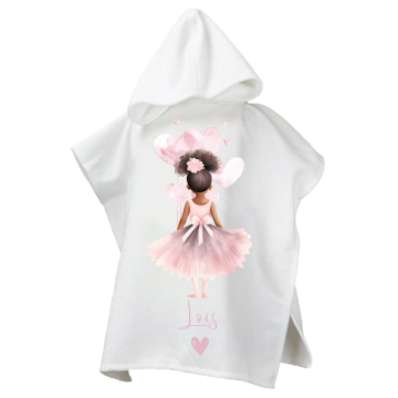 Poncho voor kinderen ballerina krullen met naam