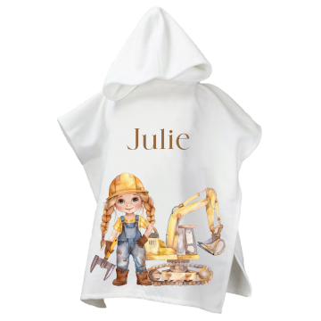 Poncho voor kinderen bouw meisje blond met naam