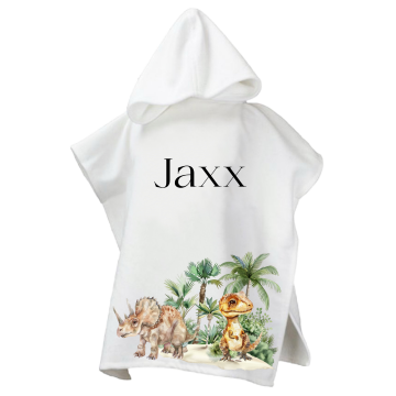 Poncho voor kinderen dino met naam