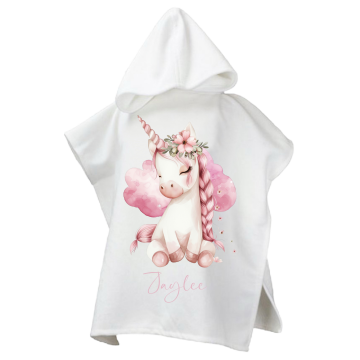 Poncho voor kinderen dreamy unicorn met naam