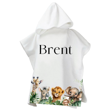 Poncho voor kinderen jungle met eigennaam