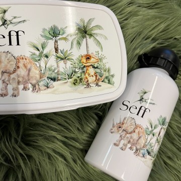 Set broodtrommel en drinkbeker voor kinderen dino 2