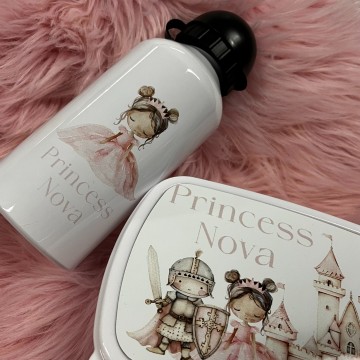 Set broodtrommel en drinkbeker voor kinderen princess met eigennaam 2