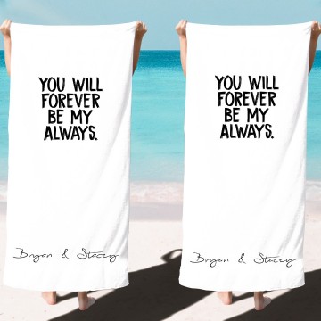 Set huwelijks cadeau handdoeken you will forever be my always met namen 0