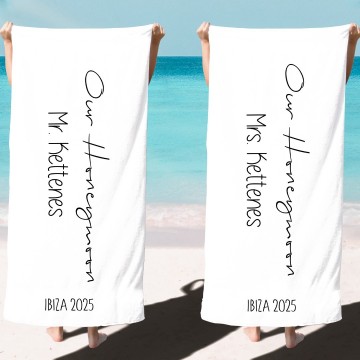 Set huwelijks cadeau strandlakens our honeymoon met vakantie bestemming 0