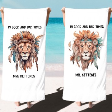 Set huwelijkscadeau handdoeken in good and in bad times mr en mrs met achternaam 0