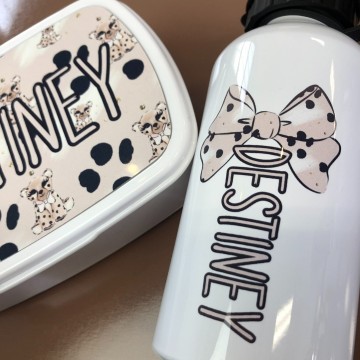 Set kinder broodtrommel en drinkbeker cheetah met eigennaam 2 0 0