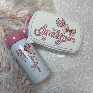 Set sweet pink broodtrommel en drinkbeker met naam 6 0 0