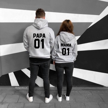 Setje hoodies papa en mama 0