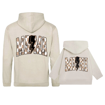 Setje hoodies voor moeder en kind mama en mini met smiley print 0