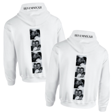 Setje koppel hoodies met datum in romeinse cijfers en fotos 0 0