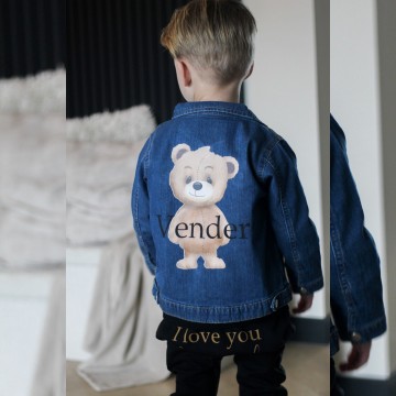 Spijkerjasje voor kinderen teddy met naam