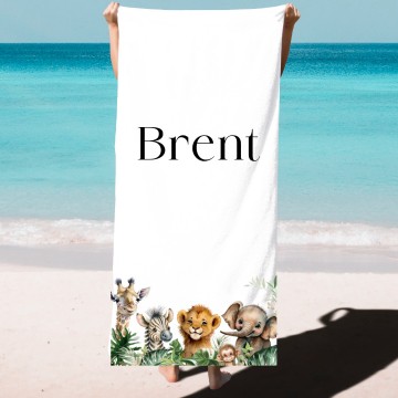 Strandlaken voor kinderen jungle met eigennaam