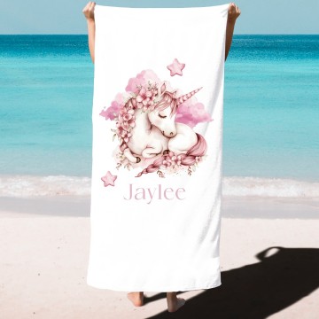 Strandlaken voor kinderen unicorn met naam