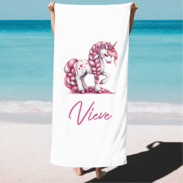 Strandlakens nieuw eenhoorn pink 2 met naam  livingstickers 1