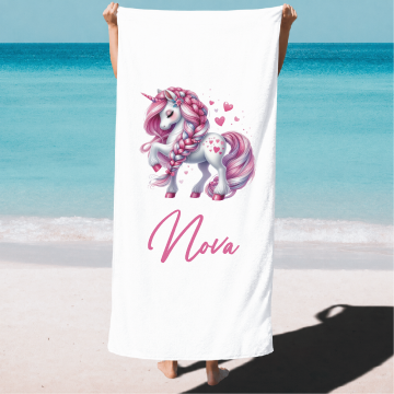 Strandlakens nieuw eenhoorn pink met naam  livingstickers 1