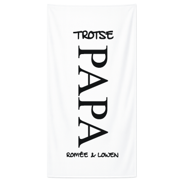 Strandlakens nieuw trotse papa  en naam livingstickers 1 zonder